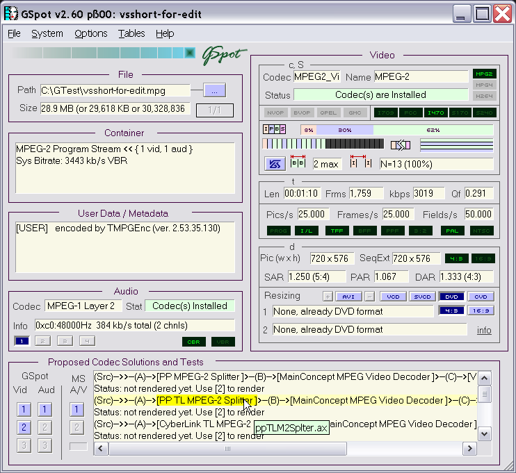 GSpot, 2.60 Beta 2.
