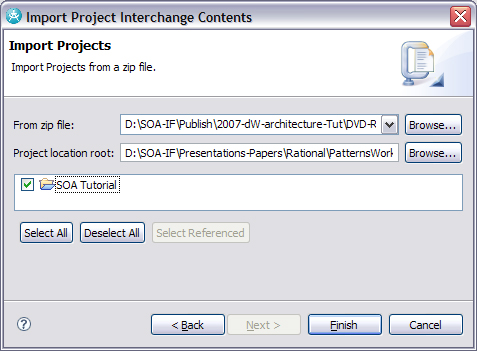 Import the SOA tutorial project screen capture