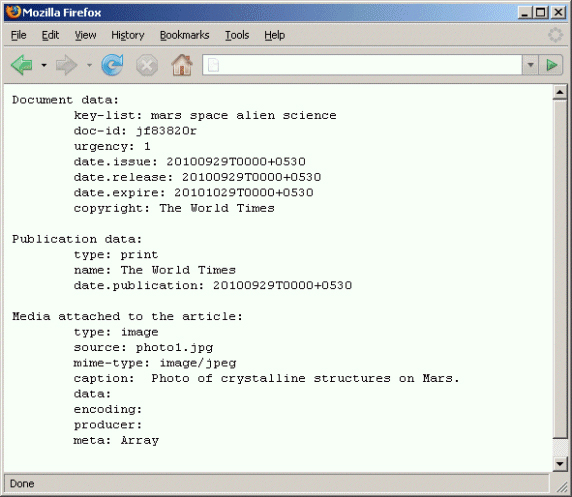 Document metadata returned by Listing 3