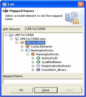 Отображение элементов UML в новые имена
