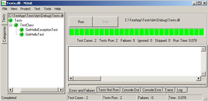 Nunit GUI, 