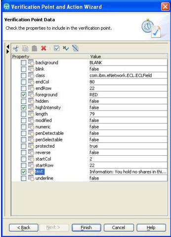 Properties Verification Point Wizard