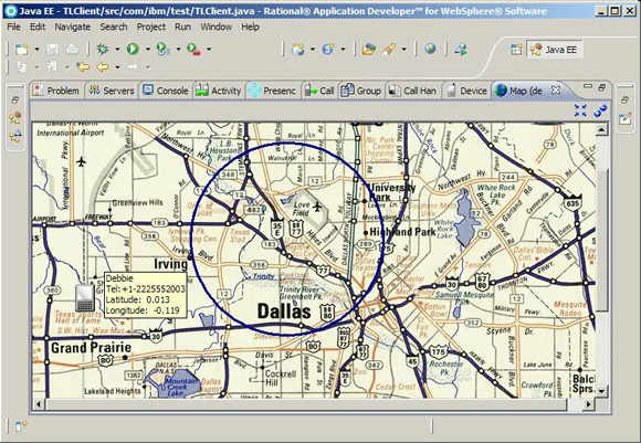 В окне карты показана область уведомлений Дебби