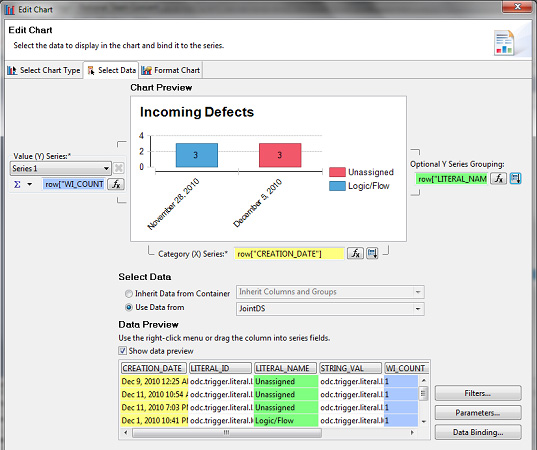 Chart Preview, Select Data, Data Preview