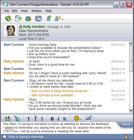 The new Lotus Sametime chat window