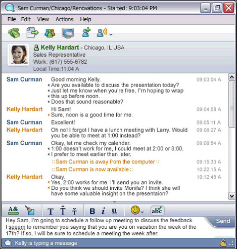 The new Lotus Sametime chat window