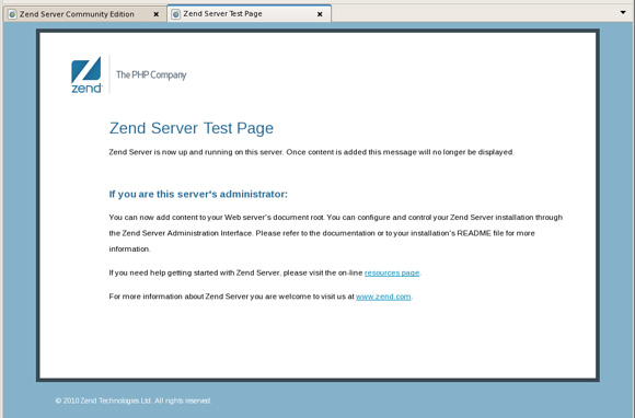 Рисунок 19. Zend Server Test Page