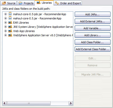  5.  Java Build Path   RecommenderWeb 