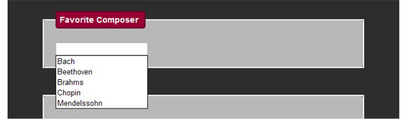 The Favorites composer field          with a drop-down list of composers.