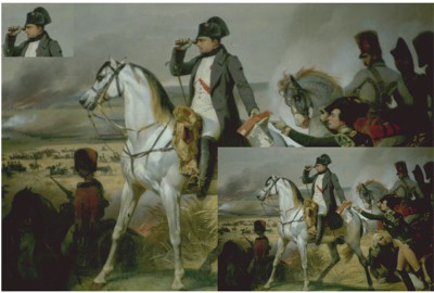 Same Napoleon image but with a headshot in the upper left and a smaller image in      the bottom right