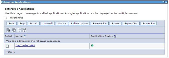 The started DayTrader application