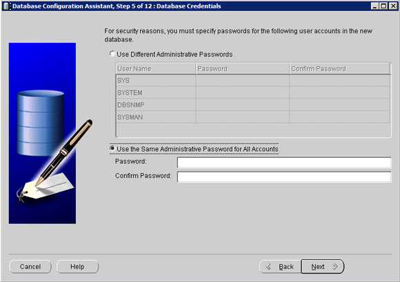 Option to set Password when creating a Database