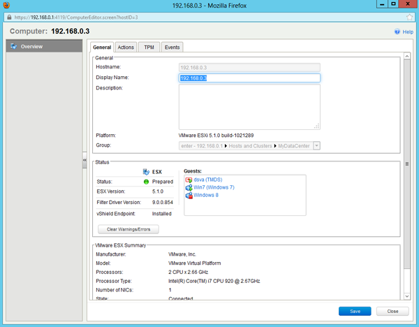  ESXi-   Deep Security Virtual Appliance