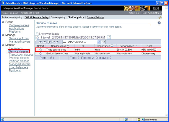  13. EWLM Control Center,  Service classes