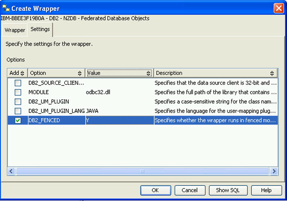 The figure describes Creating wrapper using InfoSphere Federation Server