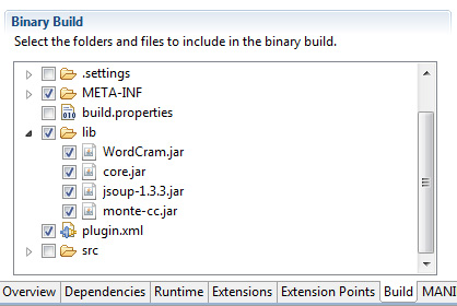 Screen capture of the Binary Build dialog