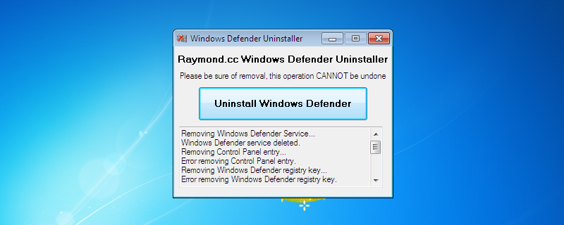 Windows Defender Uninstaller