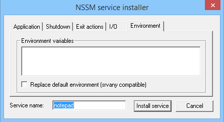  Environment  NSSM