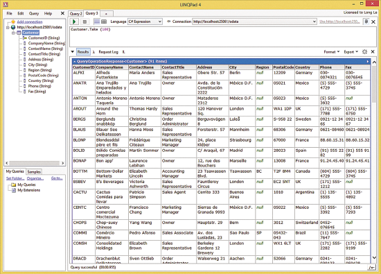   Customer Web API OData  LINQPad