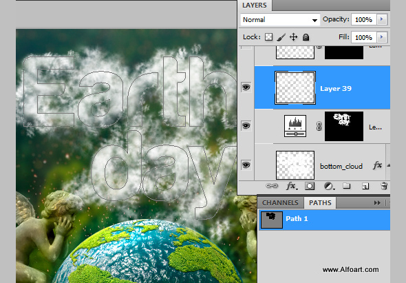 Earth Day Clouds Text Effect. Green Planet beatuful Photo Manipulation with the realistic clouds around.