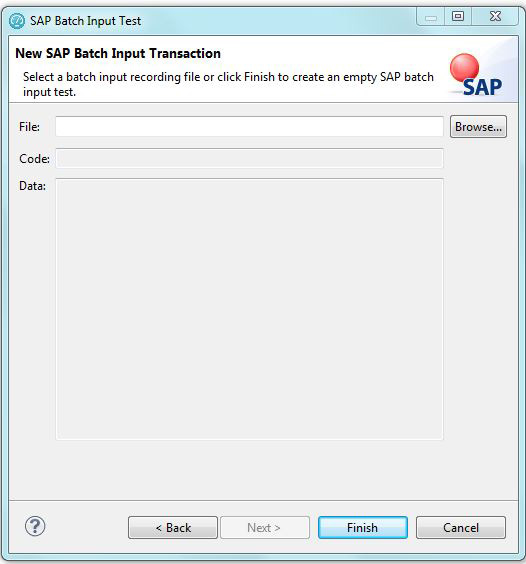 Рисунок 10. Создание нового SAP-теста из текстового файла записи пакетного ввода