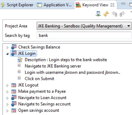  8.  Keyword View  Rational Functional Tester   Rational Test Workbench