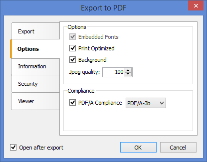 Новый опции фильра экспорта в PDF