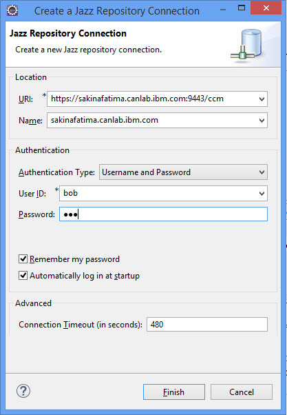  3.   Create a Jazz Repository Connection