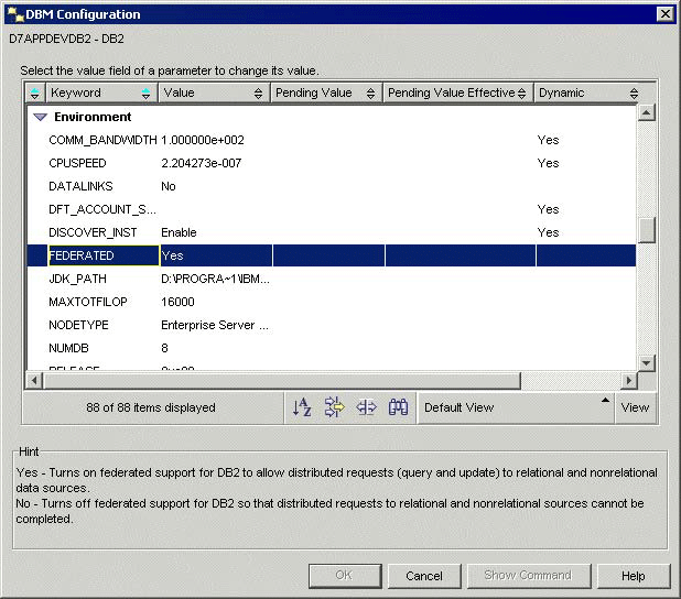 Рис. 2.15.  Окно DB2  Control Center: DBM Configuration