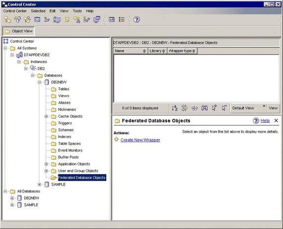 . 2.16.    Federated Database Objects  DB2 Control Center