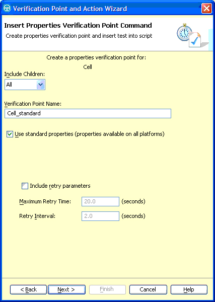  13.  Insert Properties Verification Point Command