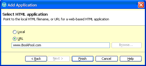 Рисунок 6. Добавление URL в представлении Select HTML application