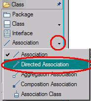 Выбор команды Directed Association в панели Palette