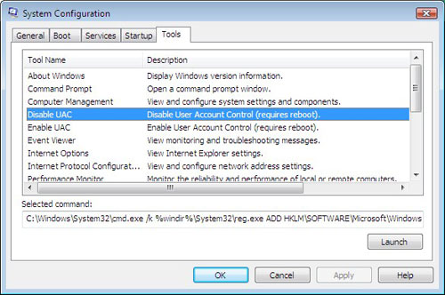 Disable Uac Vista Cmd