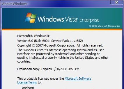 Windows Vista Service Pack 1 Beta build 6001.16659.070916-1443 v.275 