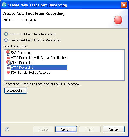  2.  Create New Test From Recording