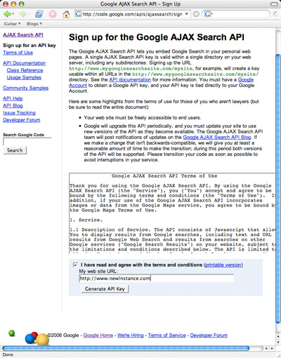    Googles Ajax Search API