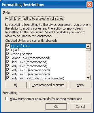 . 9.  Formating Restrictions